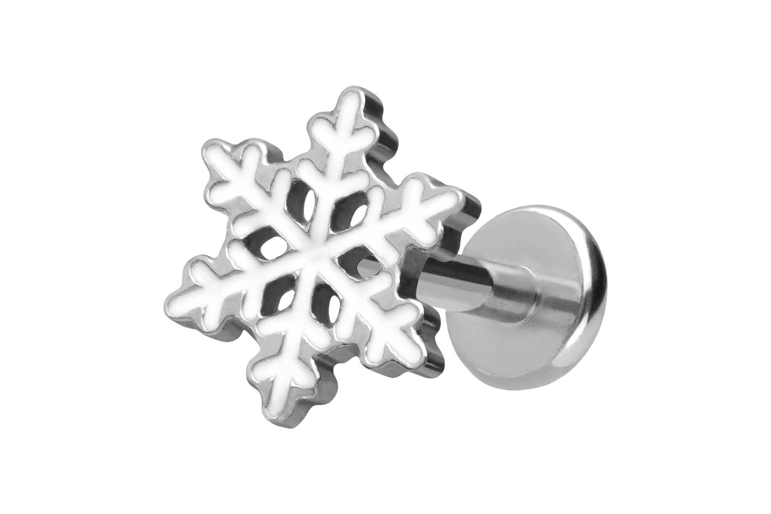 Titan Labret Piercing mit Push Fit SCHNEEFLOCKE